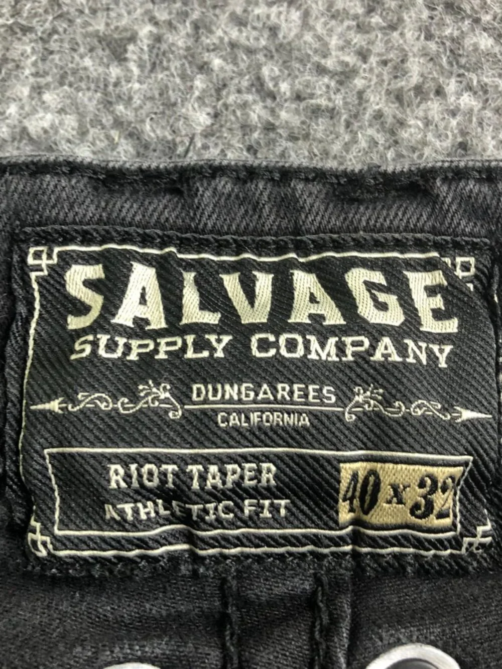 Salvage Jeans Mens 38x30 Black Riot Taper Athletic Stretch Embroidered MMA - Picture 4 of 14